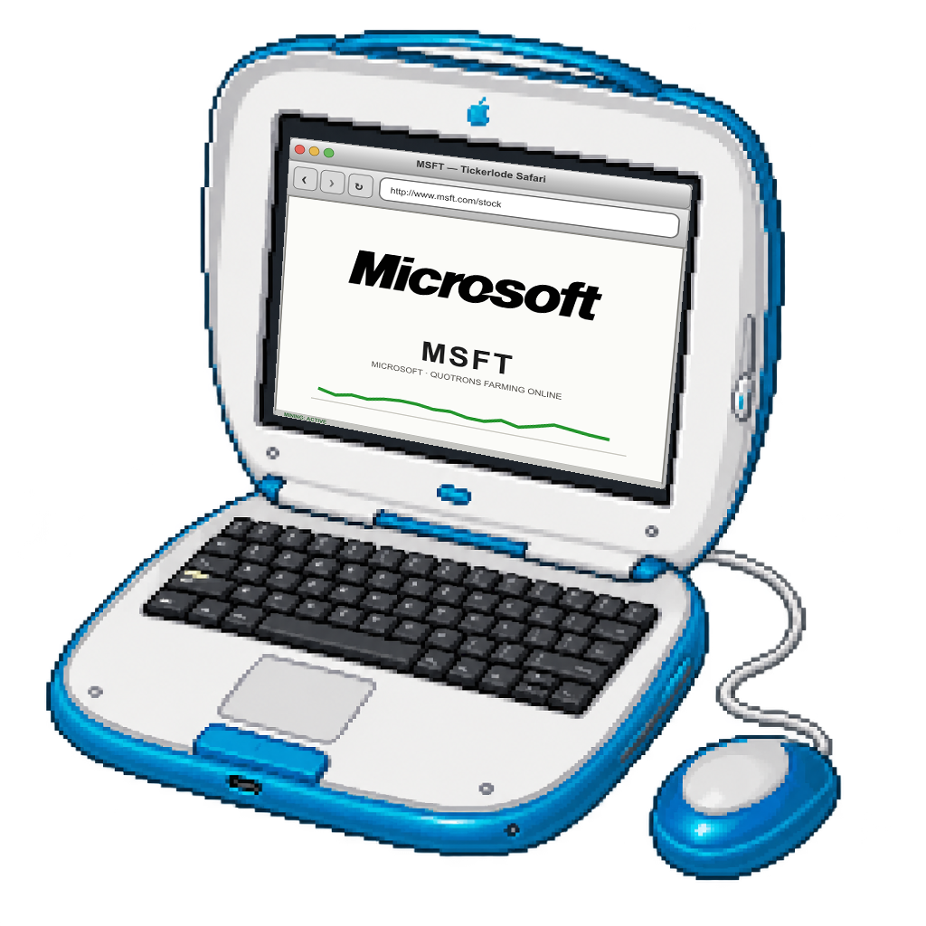 iBook G3 Clamshell in BLUEBERRY with MSFT screen art