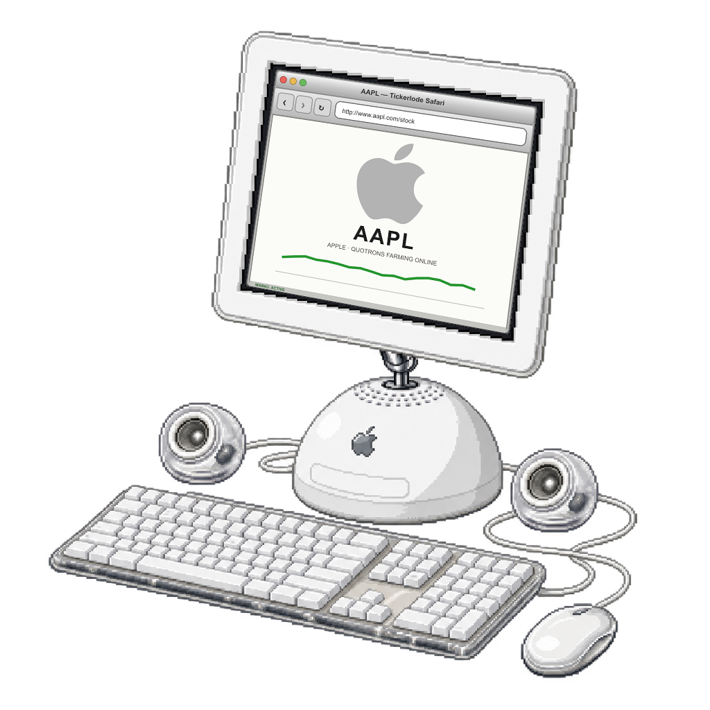 iMac G4 15-inch in MUSEUM WHITE with AAPL screen art