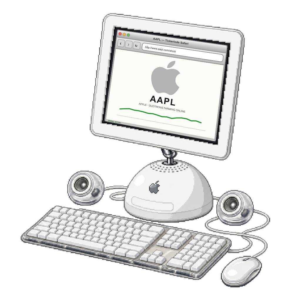 iMac G4 15-inch in MUSEUM WHITE with AAPL screen art
