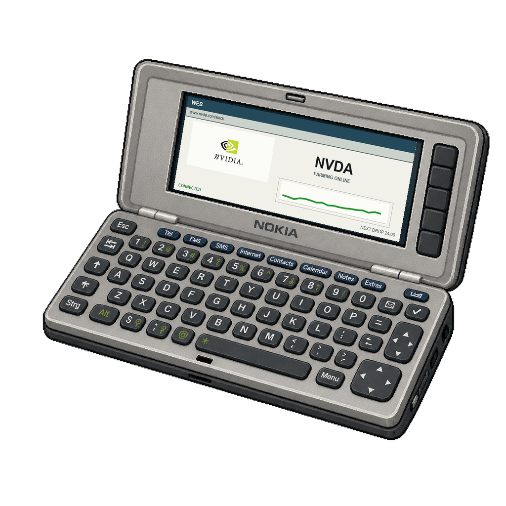 Nokia 9210 Communicator in CLASSIC SILVER with NVDA screen art
