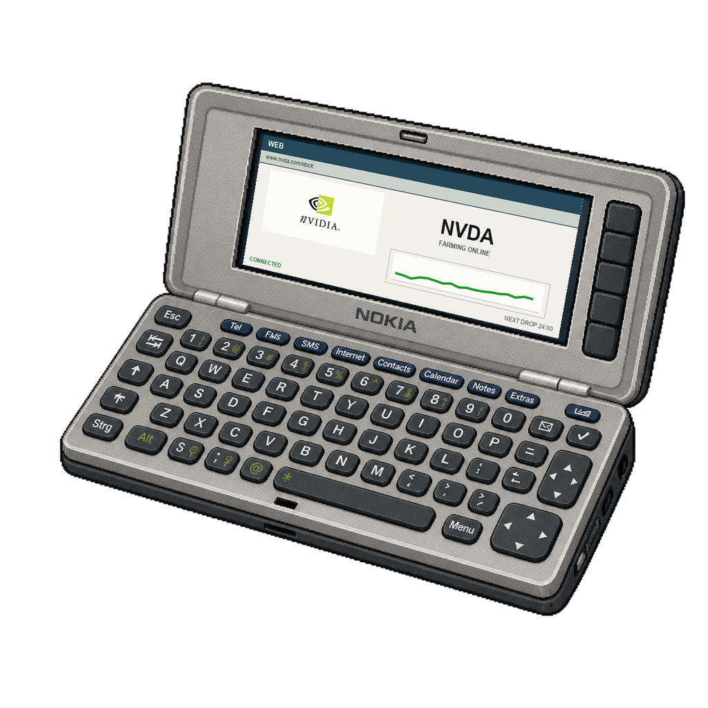 Nokia 9210 Communicator in CLASSIC SILVER with NVDA screen art